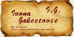 Ivona Gakčetović vizit kartica